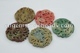 NGP4531 55*65mm - 65*68mm Carved flower jade pendants wholesale