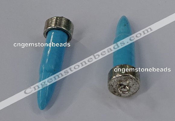 NGP4540 15*52mm bullet-shaped white howlite turquoise pendants