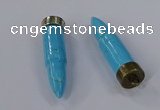 NGP4550 15*56mm bullet-shaped white howlite turquoise pendants