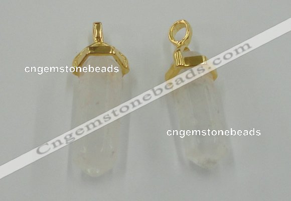 NGP5026 8*30mm sticks white crystal gemstone pendants wholesale