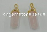 NGP5027 8*30mm sticks rose quartz gemstone pendants wholesale