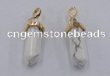 NGP5030 8*30mm sticks white howlite gemstone pendants wholesale