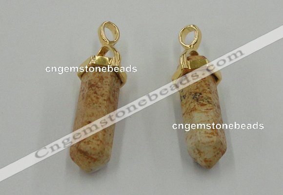 NGP5035 8*30mm sticks picture jasper pendants wholesale