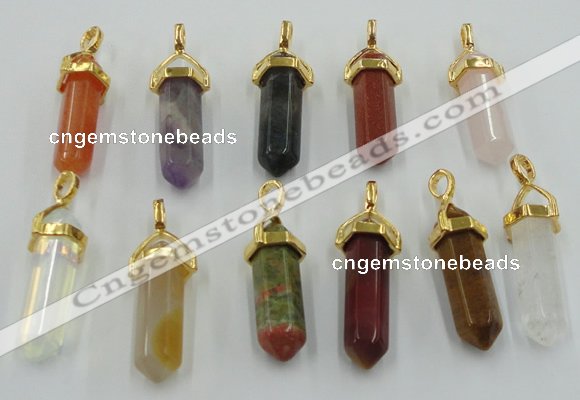 NGP5047 8*30mm sticks mixed gemstone pendants wholesale