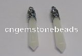 NGP5414 10*65mm sticks white jade gemstone pendants wholesale