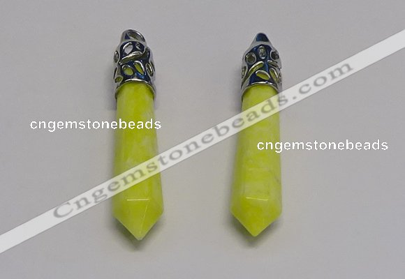 NGP5417 10*65mm sticks lemon jade gemstone pendants wholesale