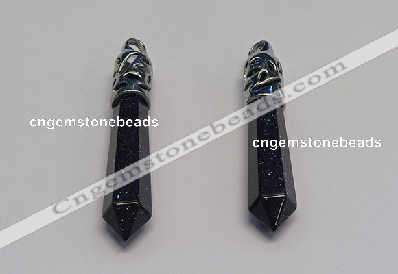 NGP5425 10*65mm sticks blue goldstone pendants wholesale