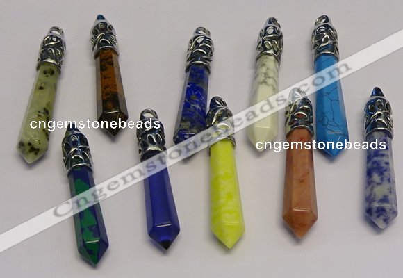 NGP5433 10*65mm sticks mixed gemstone pendants wholesale