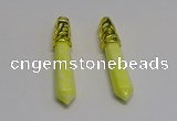 NGP5444 10*65mm sticks lemon jade gemstone pendants wholesale