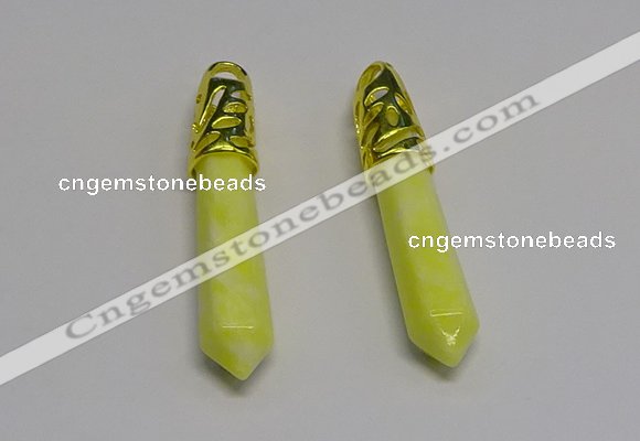 NGP5444 10*65mm sticks lemon jade gemstone pendants wholesale