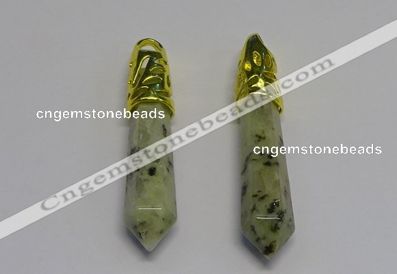 NGP5445 10*65mm sticks kiwi jasper pendants wholesale