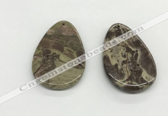 NGP5502 35*55mm flat teardrop rainforest agate pendants wholesale