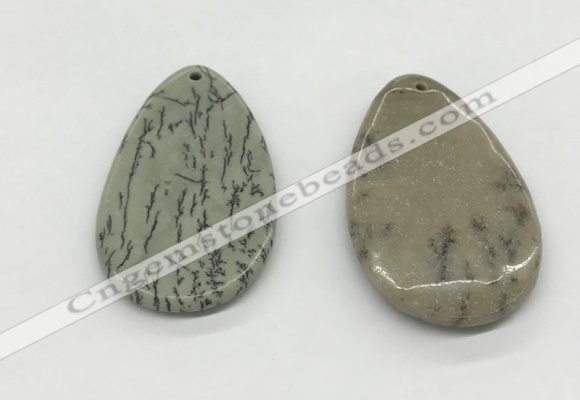 NGP5524 30*50mm - 35*55mm flat teardrop jasper pendants