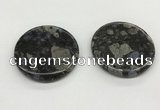 NGP5528 50mm flat round grey opal gemstone pendants