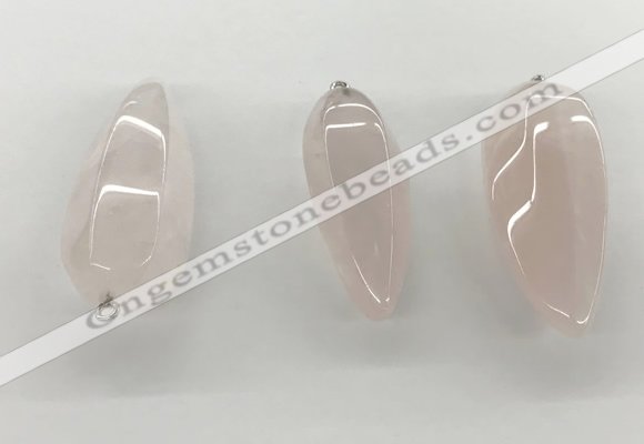 NGP5541 14*40mm - 23*58mm teardrop rose quartz pendants