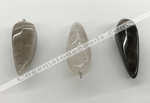 NGP5542 14*40mm - 23*58mm teardrop smoky quartz pendants