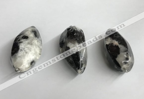 NGP5576 18*40mm - 23*58mm teardrop black & white agate pendants