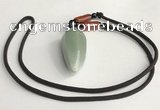 NGP5584 Green aventurine teardrop pendant with nylon cord necklace