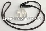 NGP5586 White crystal nugget pendant with nylon cord necklace