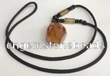 NGP5589 Agate nugget pendant with nylon cord necklace