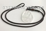 NGP5590 White crystal freeform pendant with nylon cord necklace