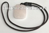 NGP5595 Rose quartz rectangle pendant with nylon cord necklace