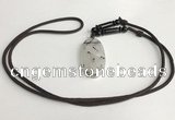 NGP5601 Black rutilated quartz oval pendant with nylon cord necklace