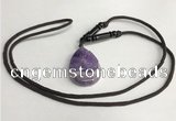 NGP5611 Dogtooth amethyst flat teardrop pendant with nylon cord necklace