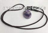 NGP5612 Dogtooth amethyst oval pendant with nylon cord necklace