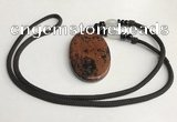 NGP5620 Mahogany obsidian oval pendant with nylon cord necklace