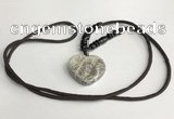 NGP5629 Jasper flat teardrop pendant with nylon cord necklace
