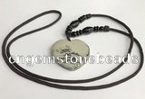 NGP5630 Jasper heart pendant with nylon cord necklace