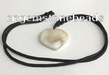 NGP5635 Shell flat teardrop pendant with nylon cord necklace