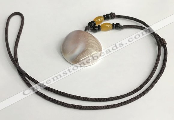 NGP5638 Shell flat teardrop pendant with nylon cord necklace