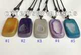 NGP5652 Agate rectangle pendant with nylon cord necklace