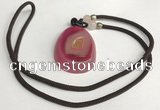 NGP5653 Agate flat teardrop pendant with nylon cord necklace