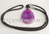 NGP5657 Agate flat teardrop pendant with nylon cord necklace