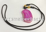 NGP5658 Agate freeform pendant with nylon cord necklace