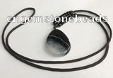 NGP5660 Agate flat teardrop pendant with nylon cord necklace