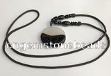 NGP5662 Agate flat round pendant with nylon cord necklace