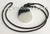 NGP5665 Agate flat teardrop pendant with nylon cord necklace