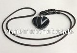 NGP5670 Agate heart pendant with nylon cord necklace