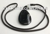 NGP5674 Agate flat teardrop pendant with nylon cord necklace