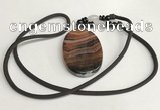 NGP5687 Agate oval pendant with nylon cord necklace