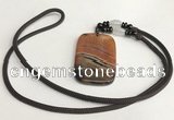 NGP5688 Agate rectangle pendant with nylon cord necklace