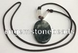 NGP5699 Agate oval pendant with nylon cord necklace