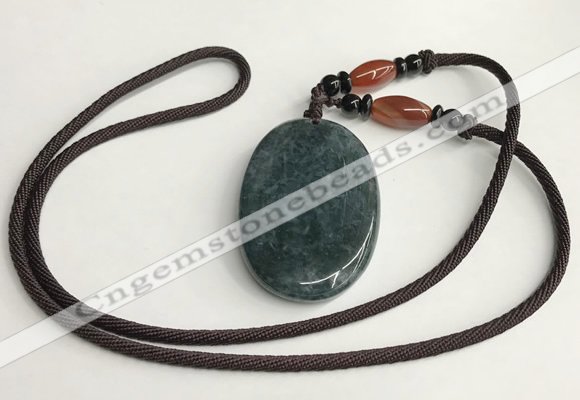 NGP5700 Agate oval pendant with nylon cord necklace