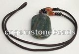 NGP5701 Agate oval pendant with nylon cord necklace