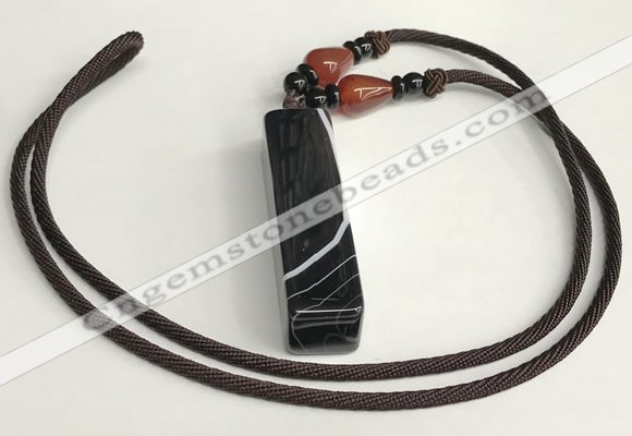 NGP5711 Agate cuboid pendant with nylon cord necklace