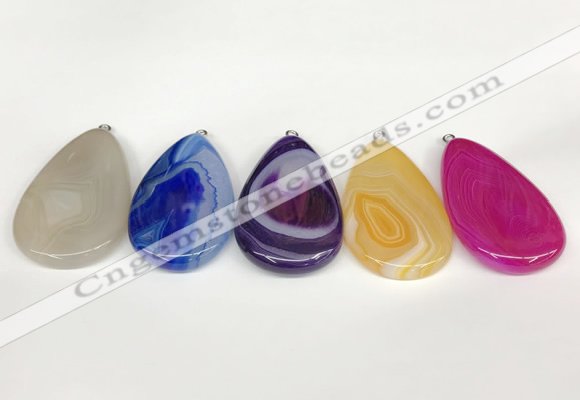 NGP5726 30*50mm flat teardrop agate pendants wholesale